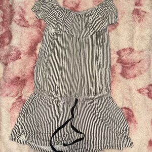 Stripped Romper with Drawstring